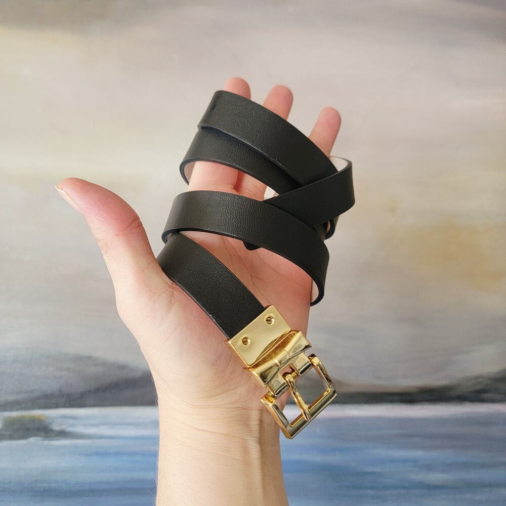 Kate Spade Reversible Leather Belt w Bow Buckle Black White L